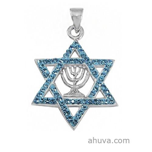 Wonderful Combination Of Star Of David And Menorah 18 inches Chain (45 cm) 