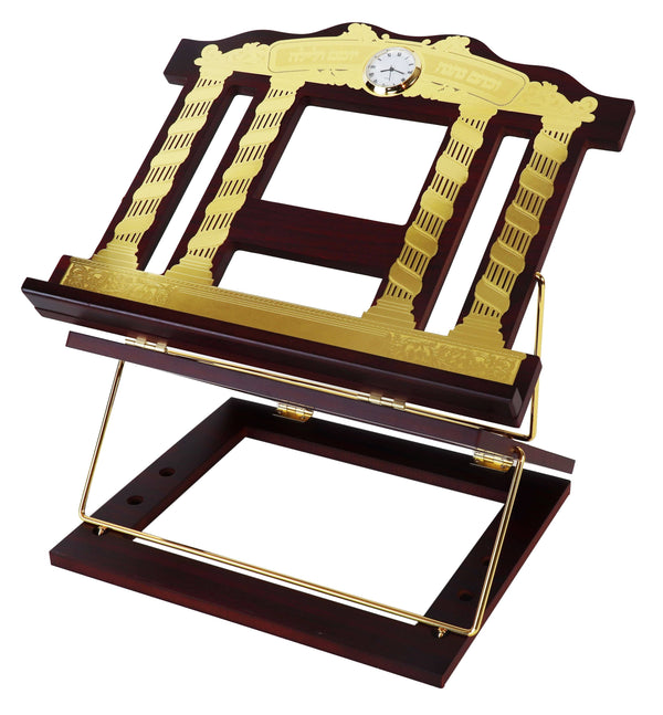 Wooden 2 Tone Book Stand 2 Position With plate Gold Clock 15 x12 " Nua 
