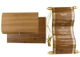 Wooden Boxed Printed Scroll Invitations S1120 - 8.5" x 4" 