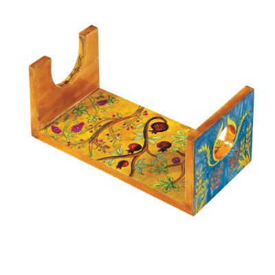 Wooden Shofar Stand - Large - Pomegranates 