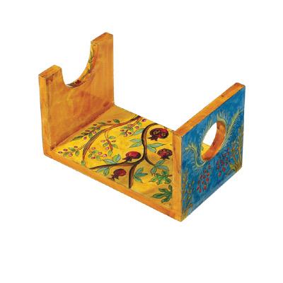 Wooden Shofar Stand - Small - Pomegranates 