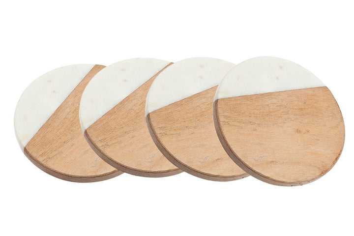 Wood/marble S/4 Coasters WOOD/MARBLE S/4 COASTERS 
