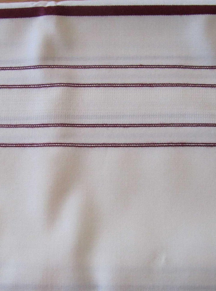 Wool Ma'alot Tallit Thin Maroon / Gold Lurex Stripes 