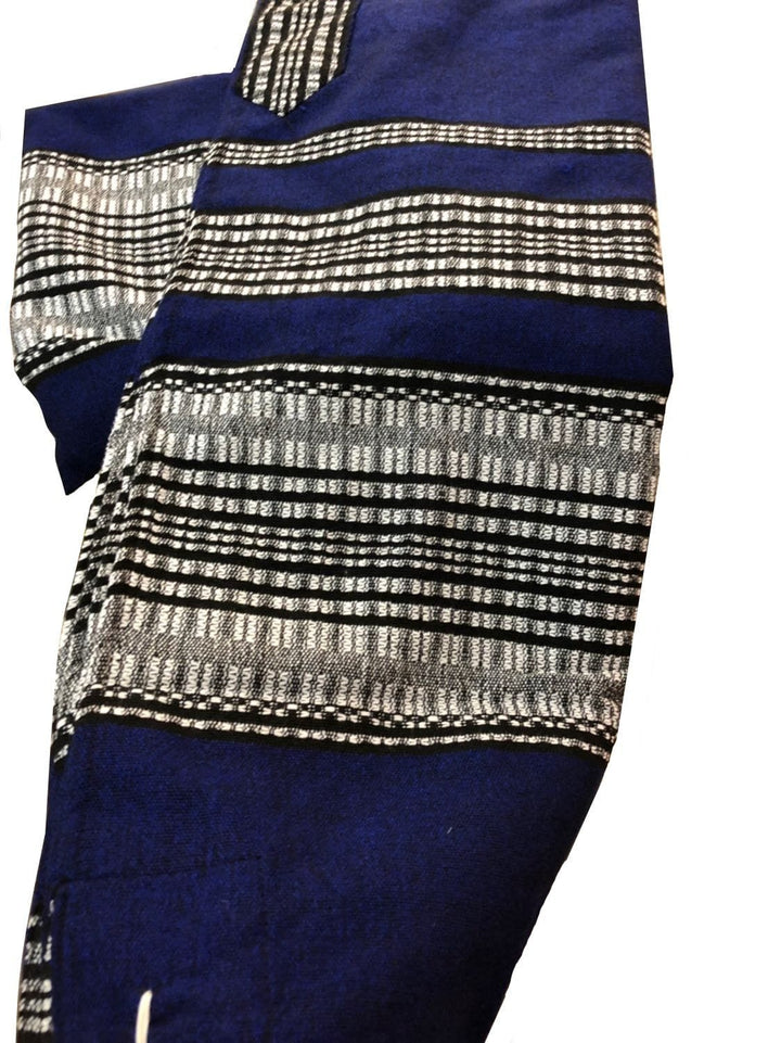 Wool Tallit - Blue with Grey & Black Scale Stripes Gabrieli Wool Tallit 