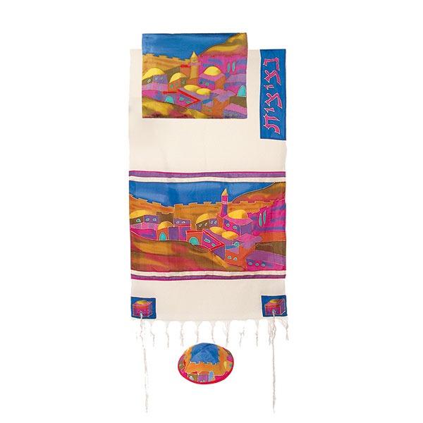 Woven Cotton & Silk Tallit 21"X 77- Multicolor 