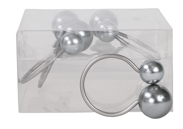 Silver Gray Pearls Napkin Ring set of 4/pvc box,-0