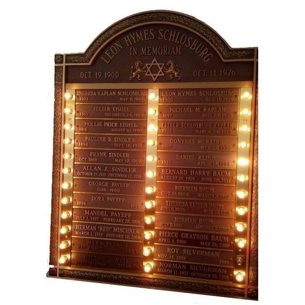 Yahrzeit Memorial Plaque - Bronze Tablet 