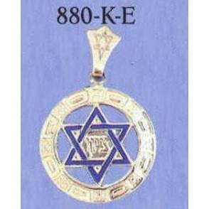 Zion Star Of David Blue Enamel Jewelry Gold Necklace 
