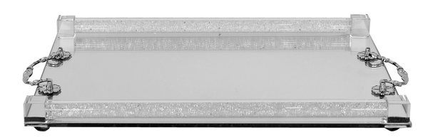 Crystal Tray clear filling - silver handle 8x12"